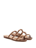 Valentino Garavani Rockstud Low Slide Sandal in Laminated Nappa Leather