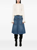 Cárdigan con volante y logotipo de Chloé en punto de seda, alpaca y algodón