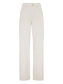 Pantalones holgados de mezclilla teñida elástica Brunello Cucinelli tipo barril con monili