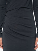 Vestido midi fruncido de cuello alto Brunello Cucinelli