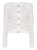 Balmain Long-sleeved tweed-effect knit cardigan