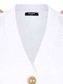 Balmain Button-Trim Cable-Knit Cardigan