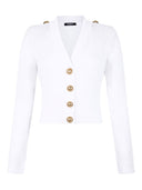 Balmain Button-Trim Cable-Knit Cardigan