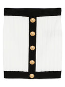 Balmain Button-embellished ribbed-knit mini skirt