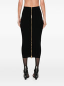 Balmain Cable-knit button-front midi fitted skirt