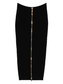 Balmain Cable-knit button-front midi fitted skirt