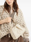 Bolso tipo cubo pequeño Mellow de Brunello Cucinelli en piel suave con monili