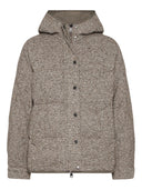 Brunello Cucinelli Buttoned chevron down jacket in virgin wool and silk with hood