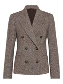 Brunello Cucinelli Virgin wool and silk mélange diagonal blazer with monili