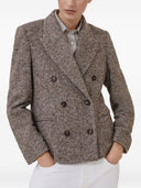 Brunello Cucinelli Virgin wool and silk mélange diagonal blazer with monili