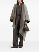 Brunello Cucinelli Herringbone-pattern fringed poncho