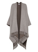 Brunello Cucinelli Herringbone-pattern fringed poncho