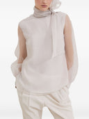 Blusa de seda con lazo al cuello Brunello Cucinelli