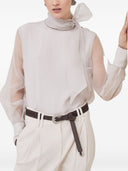 Blusa de seda con lazo al cuello Brunello Cucinelli