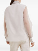 Blusa de seda con lazo al cuello Brunello Cucinelli