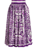 Dolce & Gabbana Gathered twill skirt with maiolica print