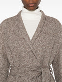 Brunello Cucinelli Coat in diagonal melange virgin wool and silk with belt and monili
