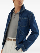 Suéter tipo polo de punto acanalado Brunello Cucinelli