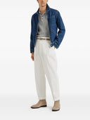 Suéter tipo polo de punto acanalado Brunello Cucinelli