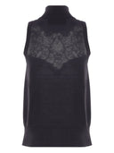 Ermanno Scervino Lace-insert turtleneck top