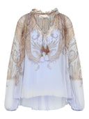 Blusa con volantes y estampado de paisley Zimmermann