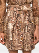 Zimmermann Snakeskin-effect belted skirt
