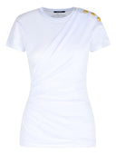 Balmain Shoulder-buttons draped T-shirt