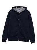 Brunello Cucinelli Cotton, cashmere and silk French terry double cloth hooded sweatshirt with zipper