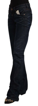 Chic Dark Blue Mid Waist Jeans - Allure Absolue