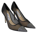 Elegant Black Mesh Crystal Pumps Jimmy Choo