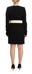 Elegant Black Wool Mini Dress with Belt - Allure Absolue