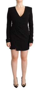 Elegant Black V-Neck Mini Dress - Allure Absolue