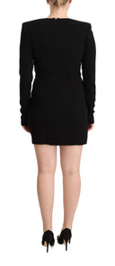 Elegant Black V-Neck Mini Dress - Allure Absolue