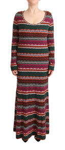 Multicolor Striped Long Sleeve Sheath Dress - Allure Absolue