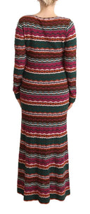 Multicolor Striped Long Sleeve Sheath Dress - Allure Absolue