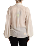 Elegant Off White Silk Long Sleeve Blouse - Allure Absolue