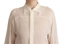 Elegant Off White Silk Long Sleeve Blouse - Allure Absolue
