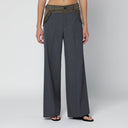 Sacai Grey/khaki pinstripe bi-material trousers