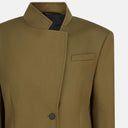 The Attico Asymmetric military green wool jacket