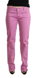 Elegant Tapered Pink Denim Jeans - Allure Absolue