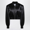 The Attico Black shiny cropped bomber