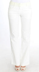 Chic White Striped Straight Fit Pants Ermanno Scervino