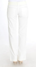 Chic White Striped Straight Fit Pants Ermanno Scervino