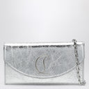 Christian Louboutin Loubi54 silver laminated leather clutch bag