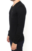 Elegant Black V-Neck Wool Blend Sweater Ermanno Scervino