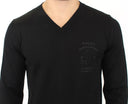 Elegant Black V-Neck Wool Blend Sweater Ermanno Scervino