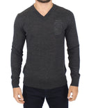 Chic Gray V-Neck Wool Blend Pullover Sweater Ermanno Scervino