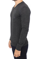 Chic Gray V-Neck Wool Blend Pullover Sweater Ermanno Scervino