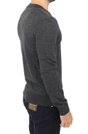 Chic Gray V-Neck Wool Blend Pullover Sweater Ermanno Scervino
