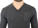 Chic Gray V-Neck Wool Blend Pullover Sweater Ermanno Scervino